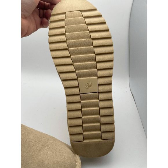 CUSHIONAIRE Women's Cozy Faux Shearling Genuine Suede mule slippers, Sand 6 - Picture 6 of 7